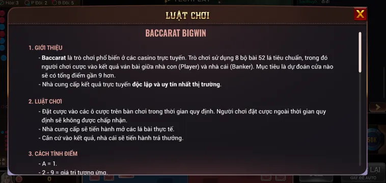 Baccarat BigWin Tại BomWin Sảnh Chơi Đẳng Cấp Đỉnh Cao Cho Mọi Cao Thủ
