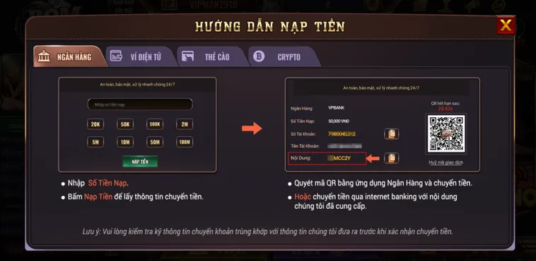 Hướng Dẫn Chi Tiết Các Bước Nạp Tiền Từ Tài Khoản Ngân Hàng Vào BomWin Siêu Tốc Và An Toàn